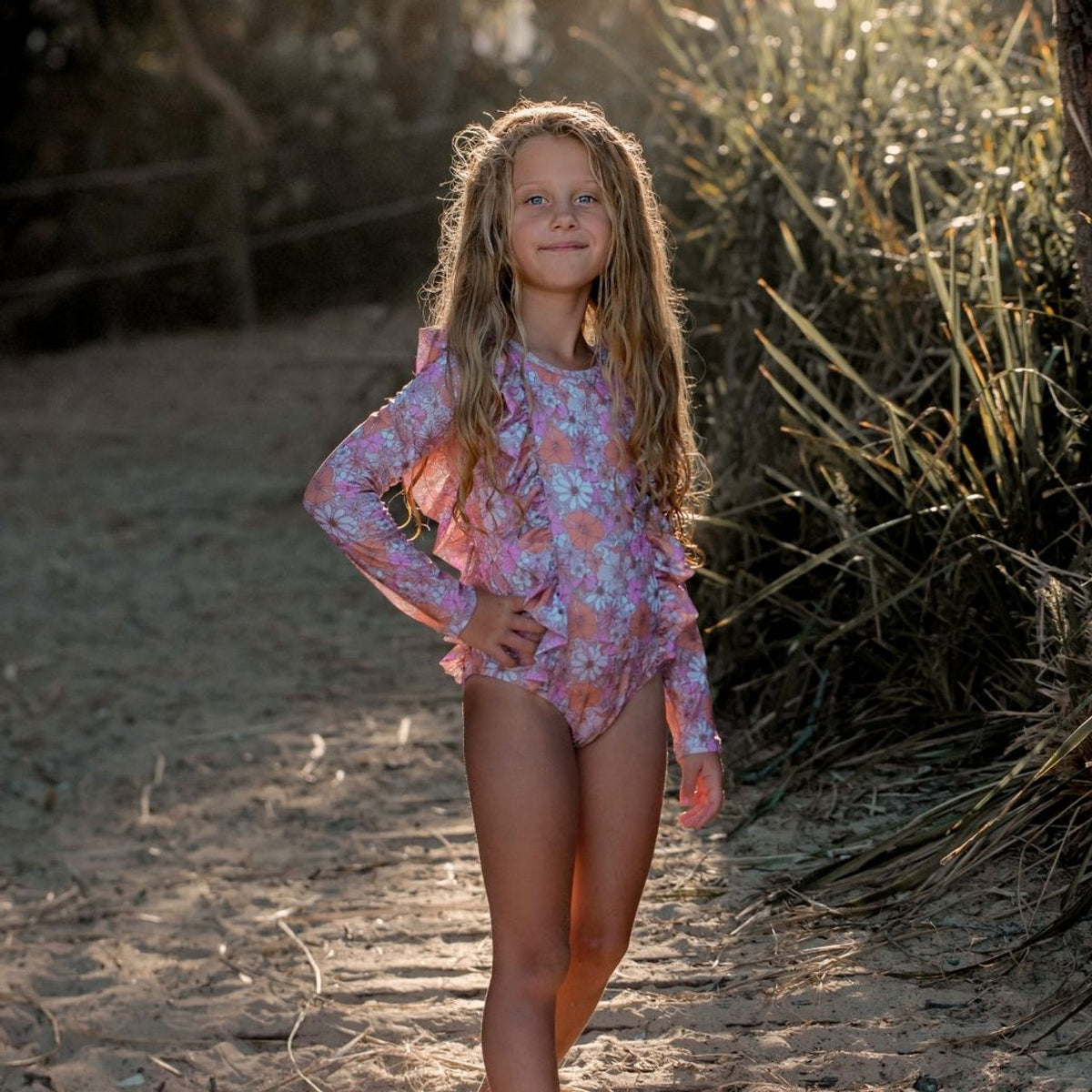 Fernleigh Avenue - Tessa Kids Long Sleeve Solid Back Swimsuit