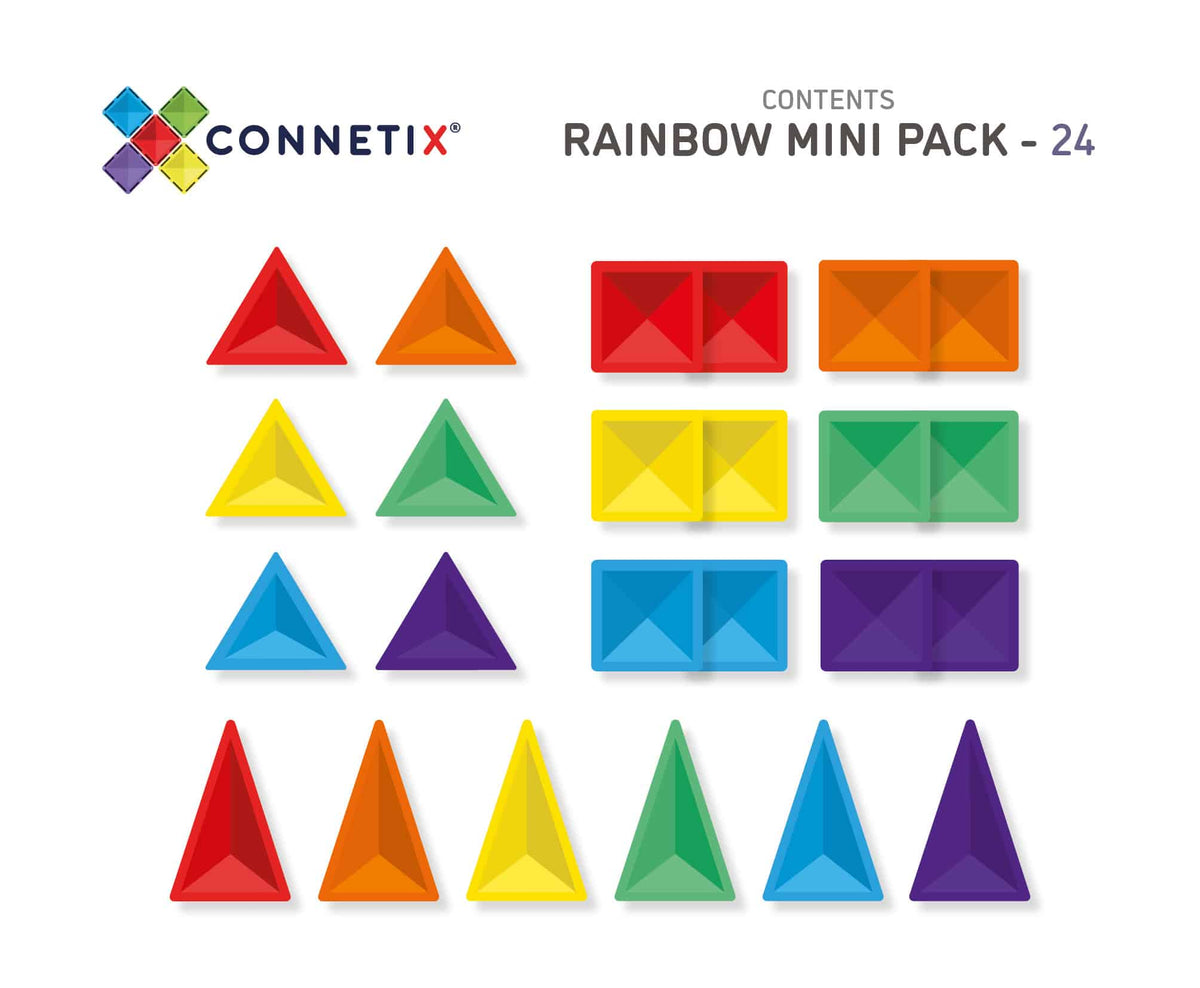 Connetix Tiles - 24 Piece Rainbow Mini Pack