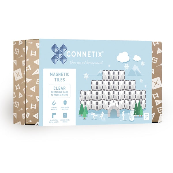 Connetix Tiles - 12 Piece Clear Rectangle Pack