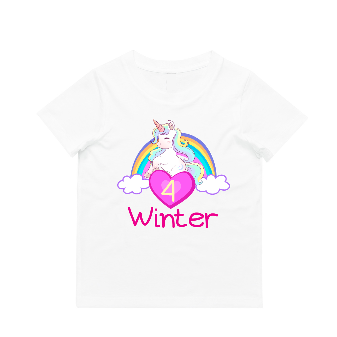 MLW By Design - Personalised Unicorn Birthday Tee | Various Ages & Colours