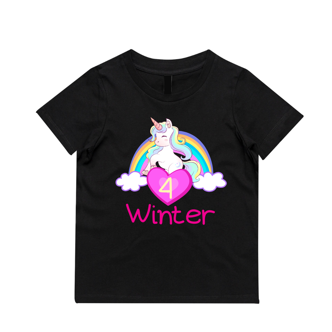 MLW By Design - Personalised Unicorn Birthday Tee | Various Ages & Colours