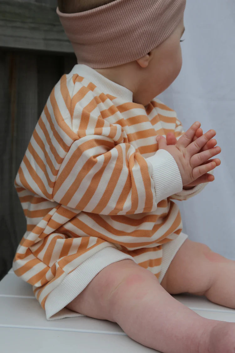 Lennyco - Long-sleeve Striped Romper | Orange