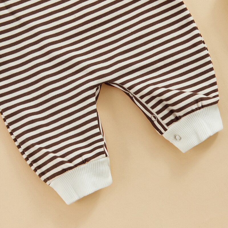 Stripey Hoodie Romper | Brown