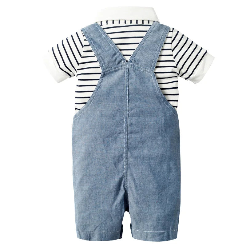 Stripey Overalls Set