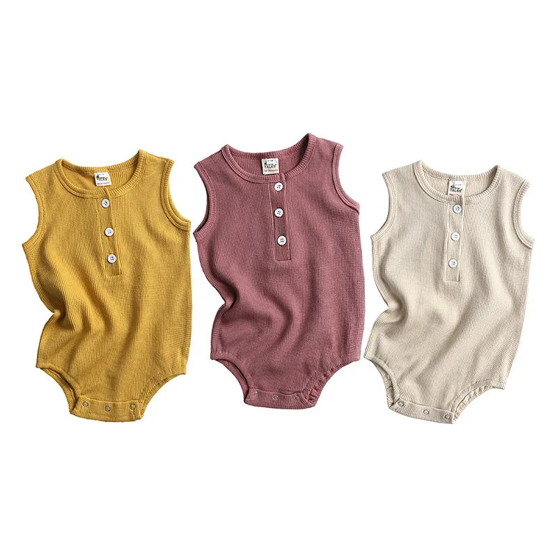 Waffled Sleeveless Bodysuits | 4 Colours