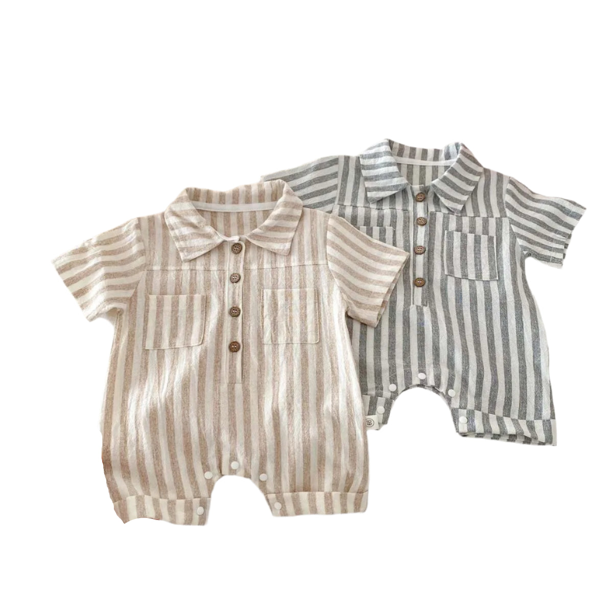 Theo Stripe Romper | Beige or Grey