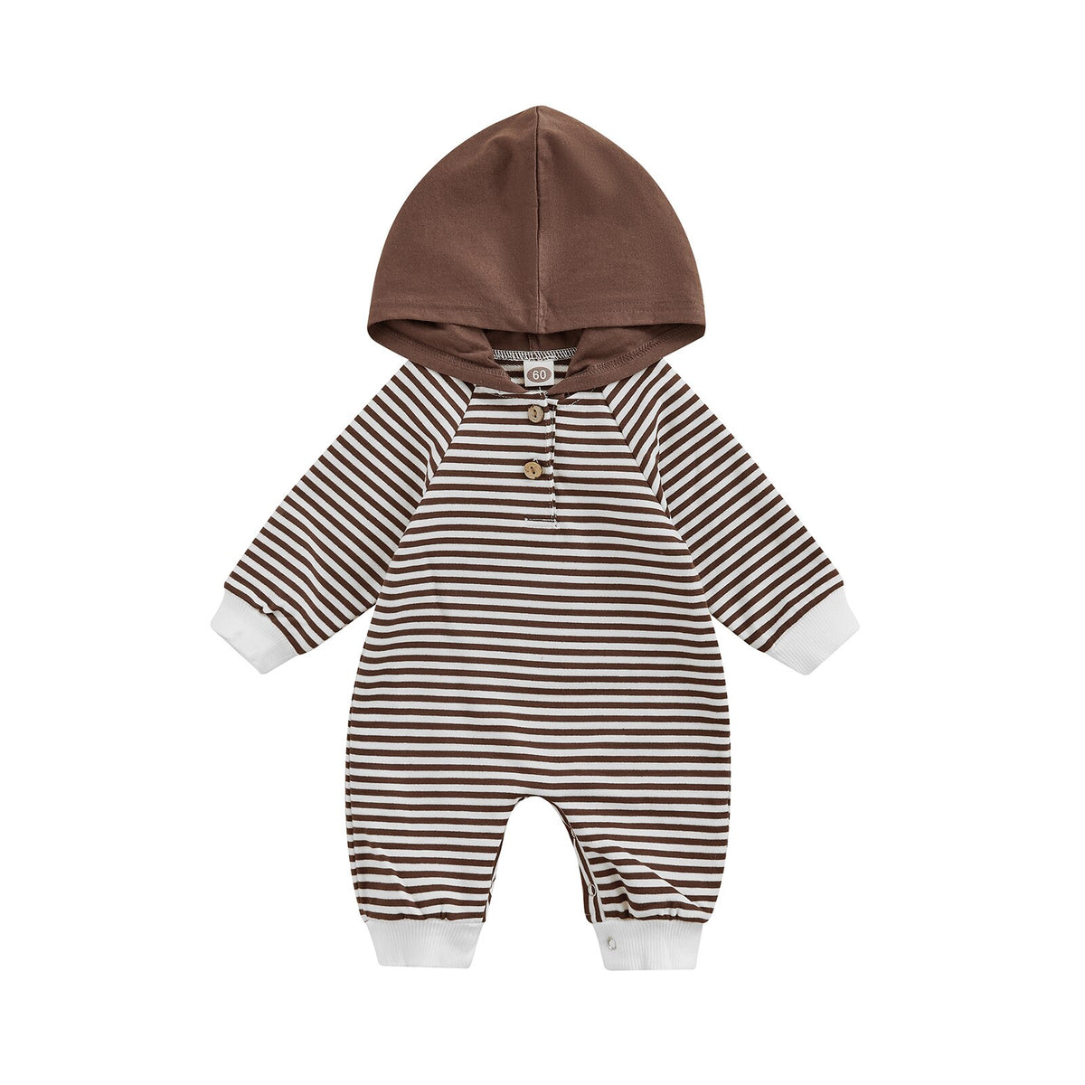 Stripey Hoodie Romper | Brown