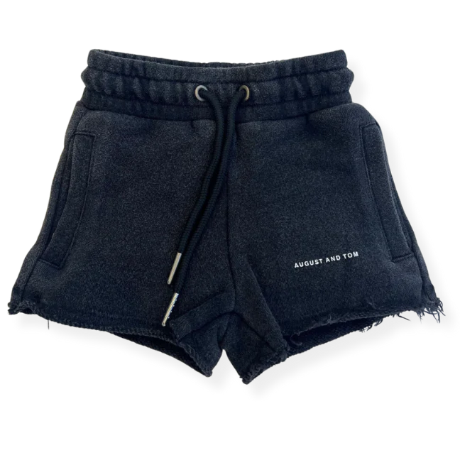 August & Tom - Staple Logo Shorts | Washed Black