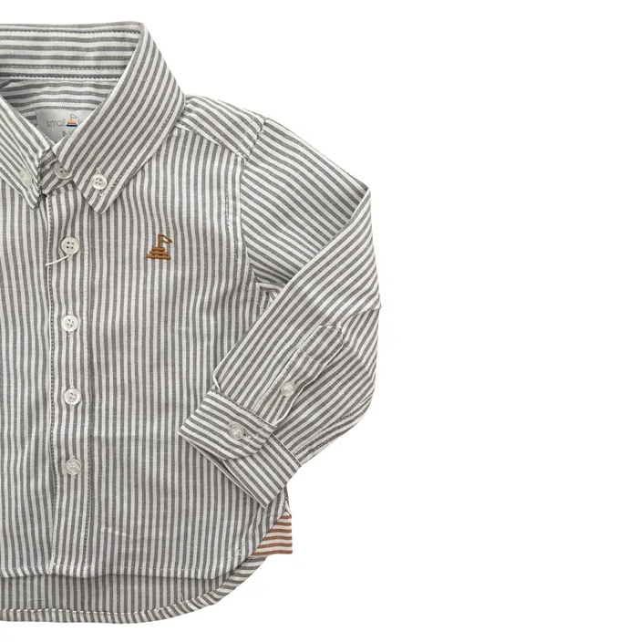 Small Land - Boys Grey Pinstripe Shirt