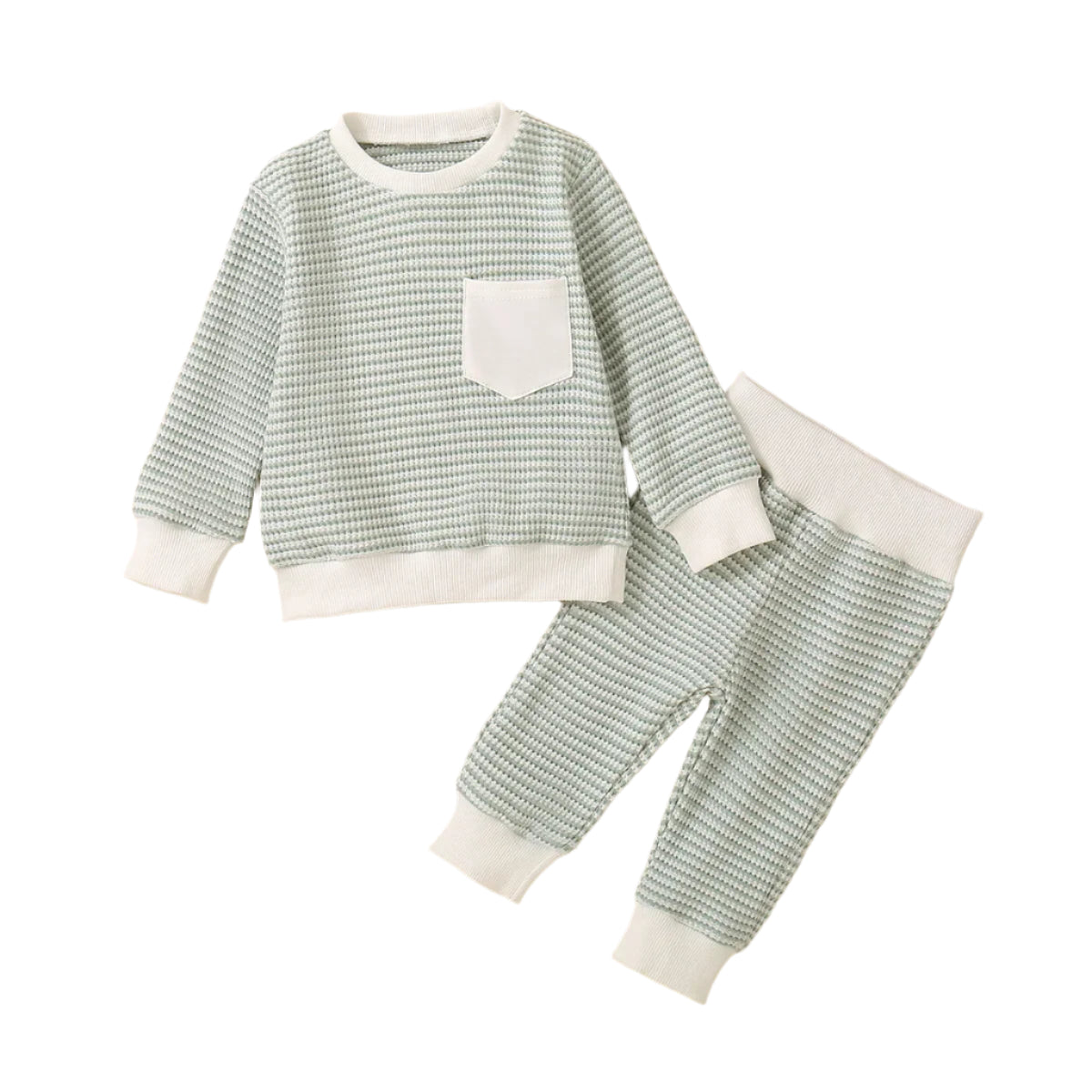 Waffle Stripe Pocket Set | Green