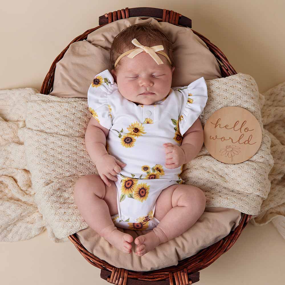 Snuggle Hunny Kids - Short Sleeve Organic Bodysuit | Sunflower