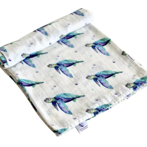 Anchor & Arrow - Organic Baby Swaddle | Sea Turtles