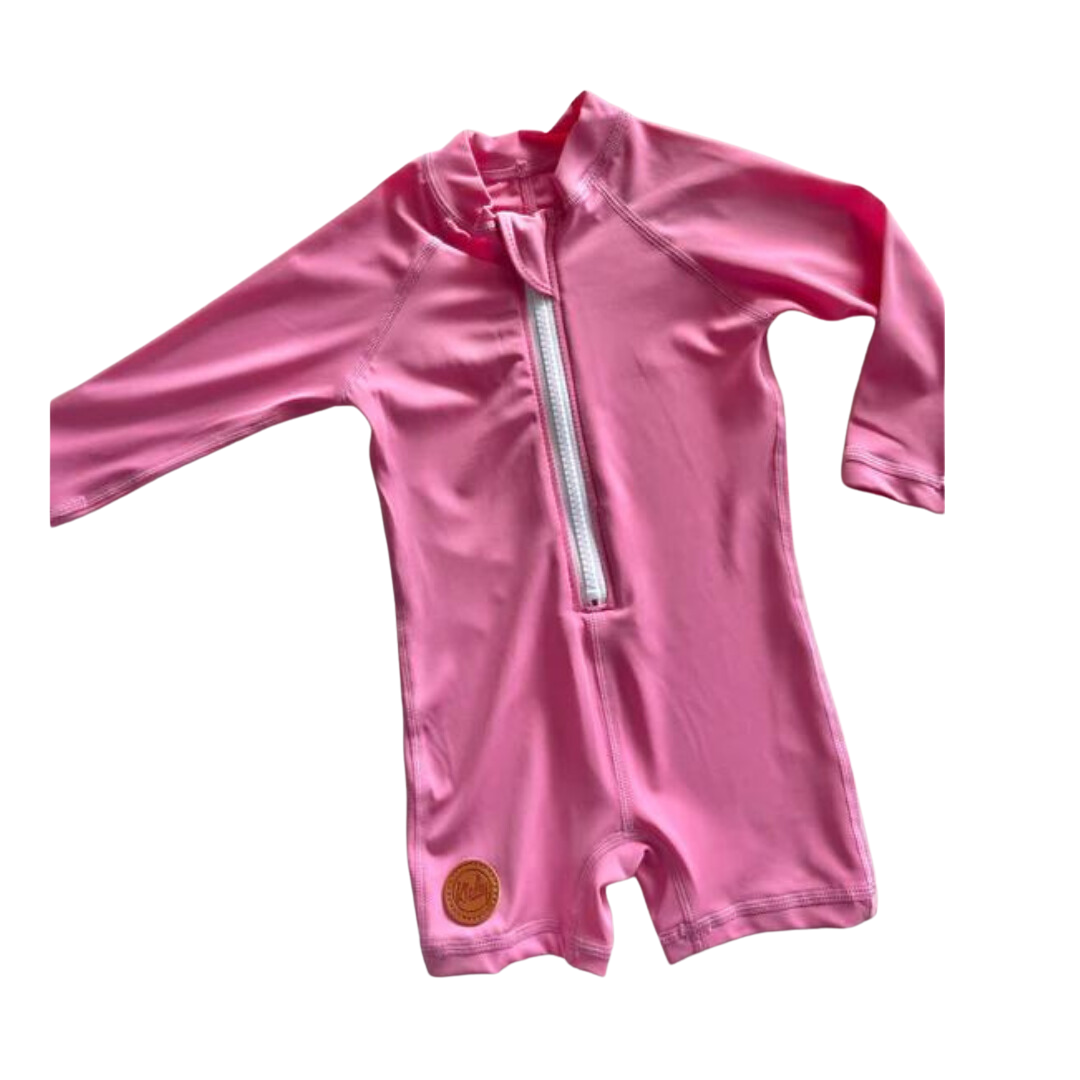 Kicky Swim - One Piece Rashguard Suit | Malibu Pink