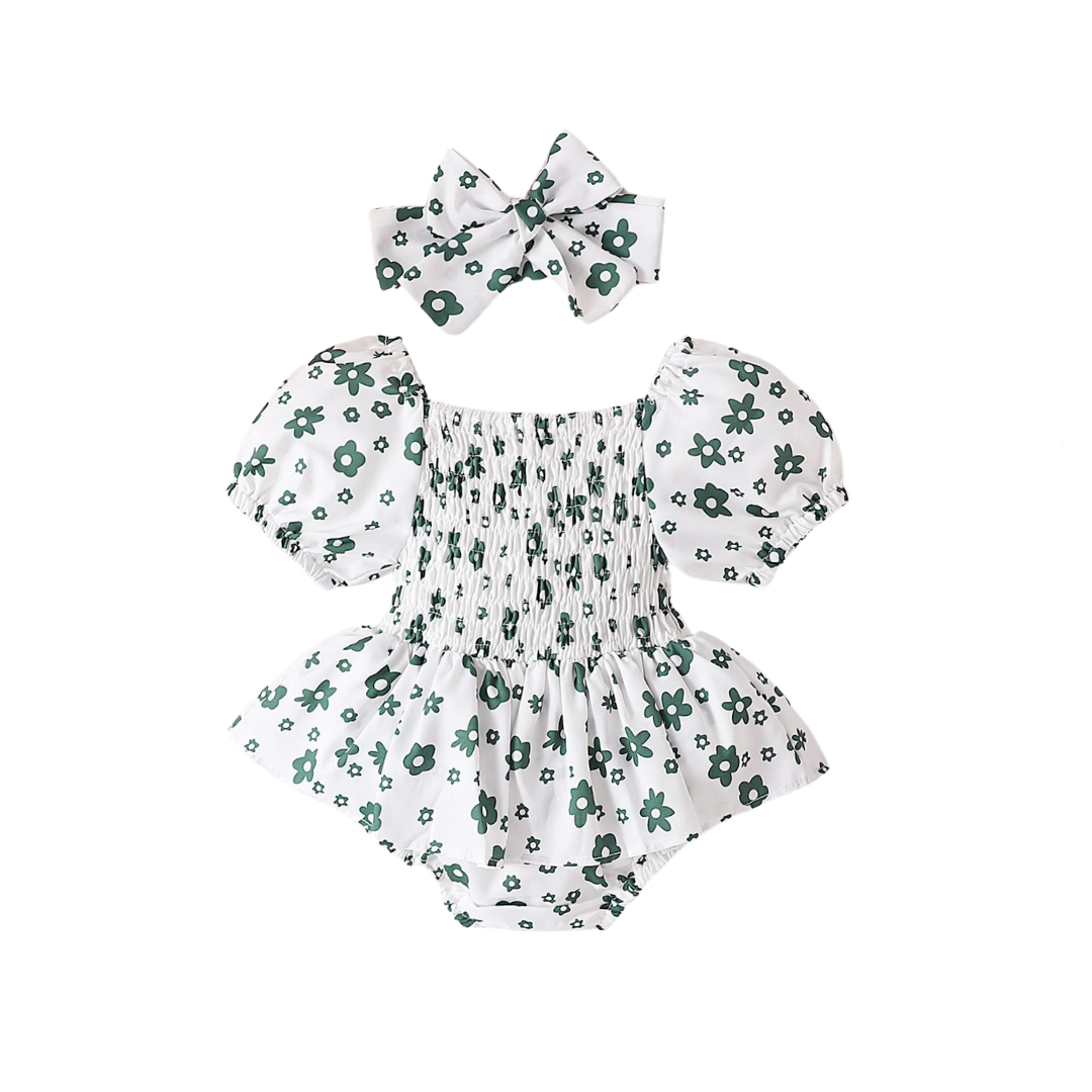 Bubble Romper & Matching Headwrap | Green