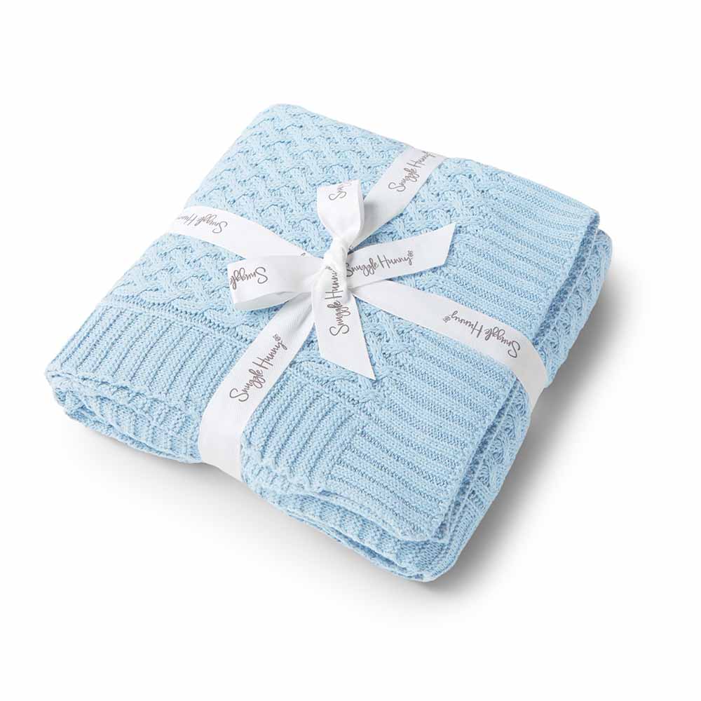 Snuggle Hunny Kids - Diamond Knit Baby Blanket | Baby Blue