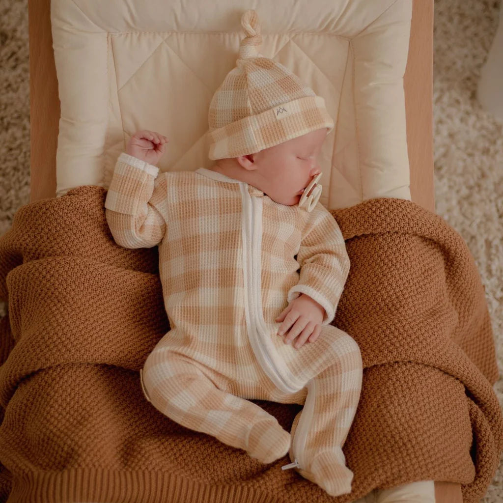 3 Little Crowns - My First Outfit | Onesie & Beanie Set | Gingham