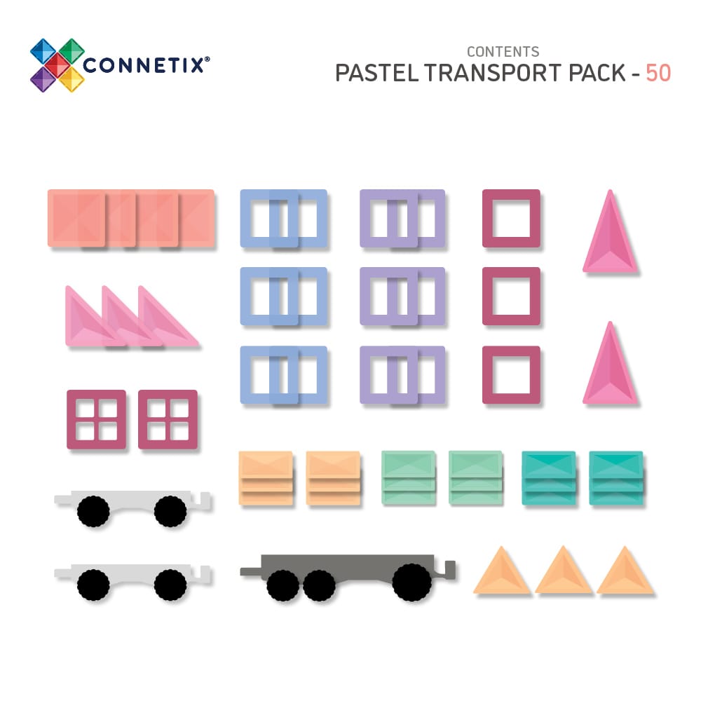 Connetix Tiles - 50 piece Pastel Transport Pack