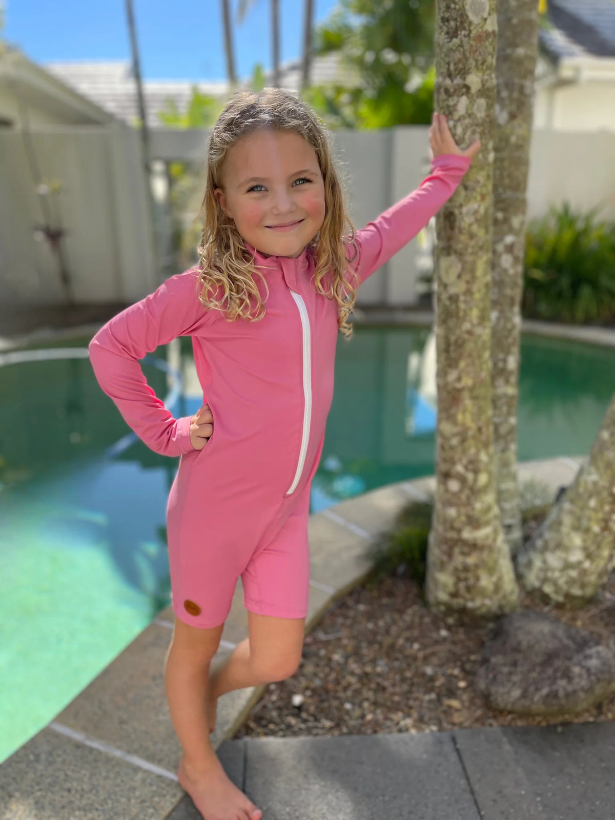 Kicky Swim - One Piece Rashguard Suit | Malibu Pink