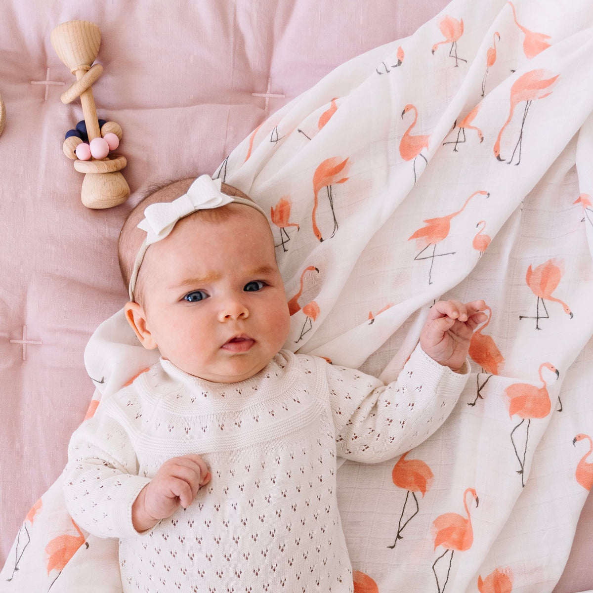 Tinker Tot Baby - Bamboo Cotton Swaddle –  Family of Flamingos