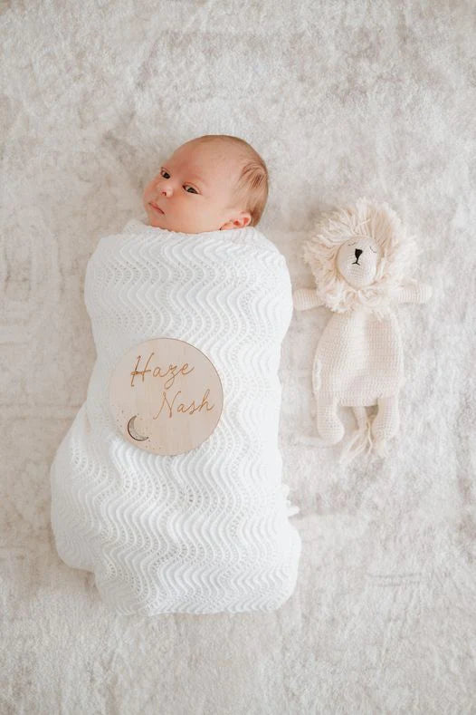 3 Little Crowns - Wave Knit Blanket | Ivory