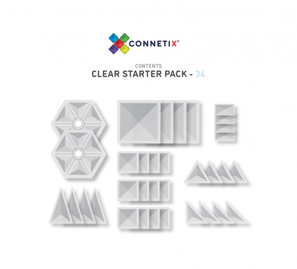 Connetix Tiles - 34 Piece Clear Pack