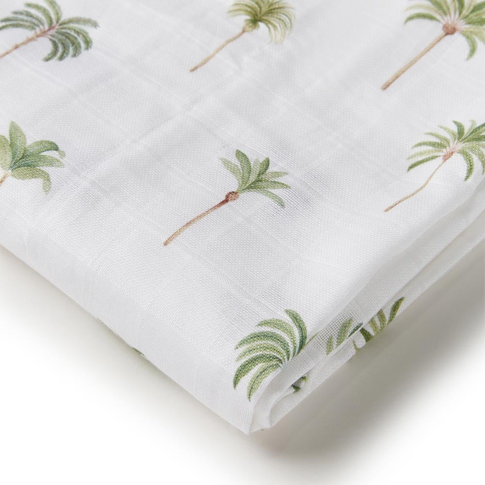 Snuggle Hunny Kids - Organic Muslin Wrap | Green Palm