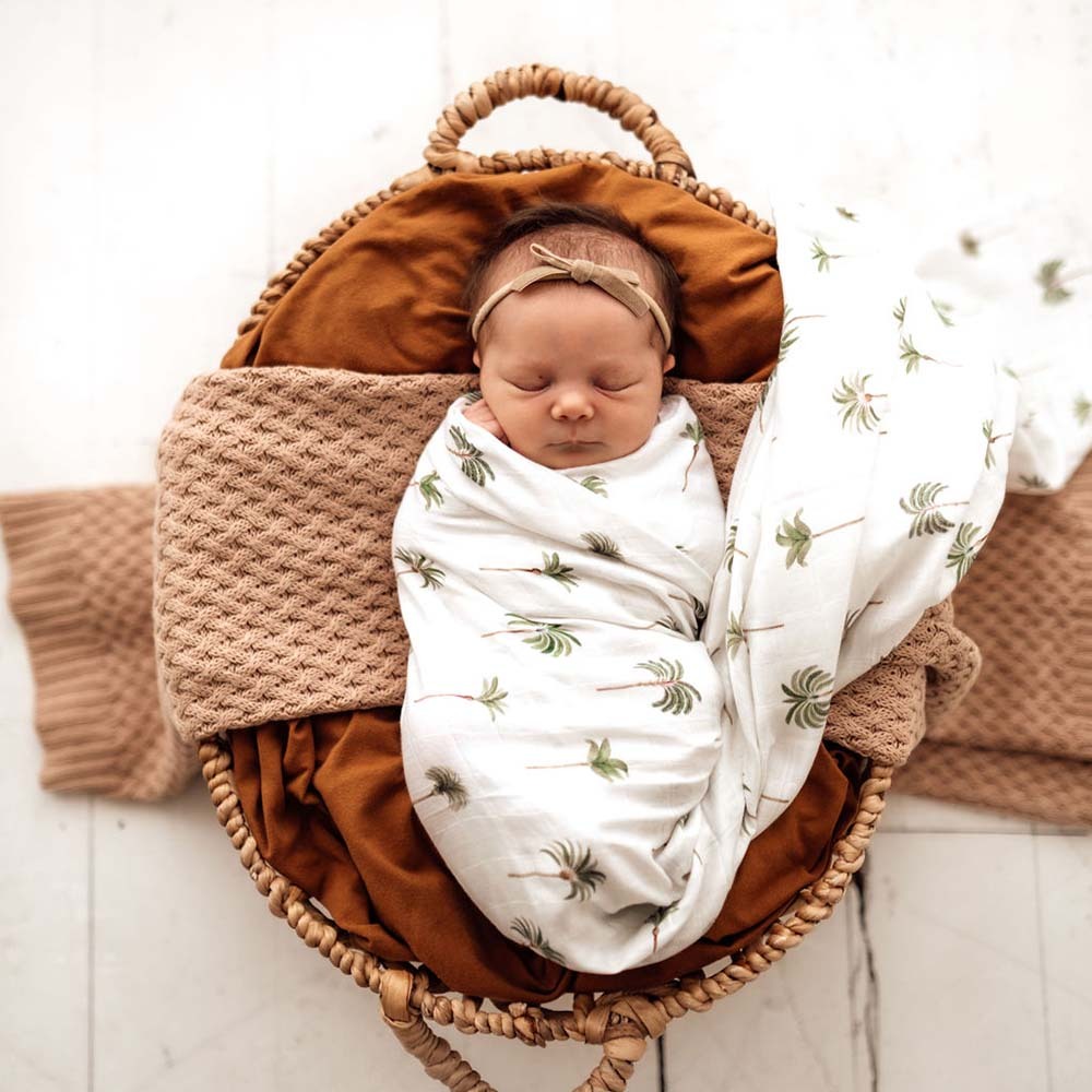 Snuggle Hunny Kids - Organic Muslin Wrap | Green Palm