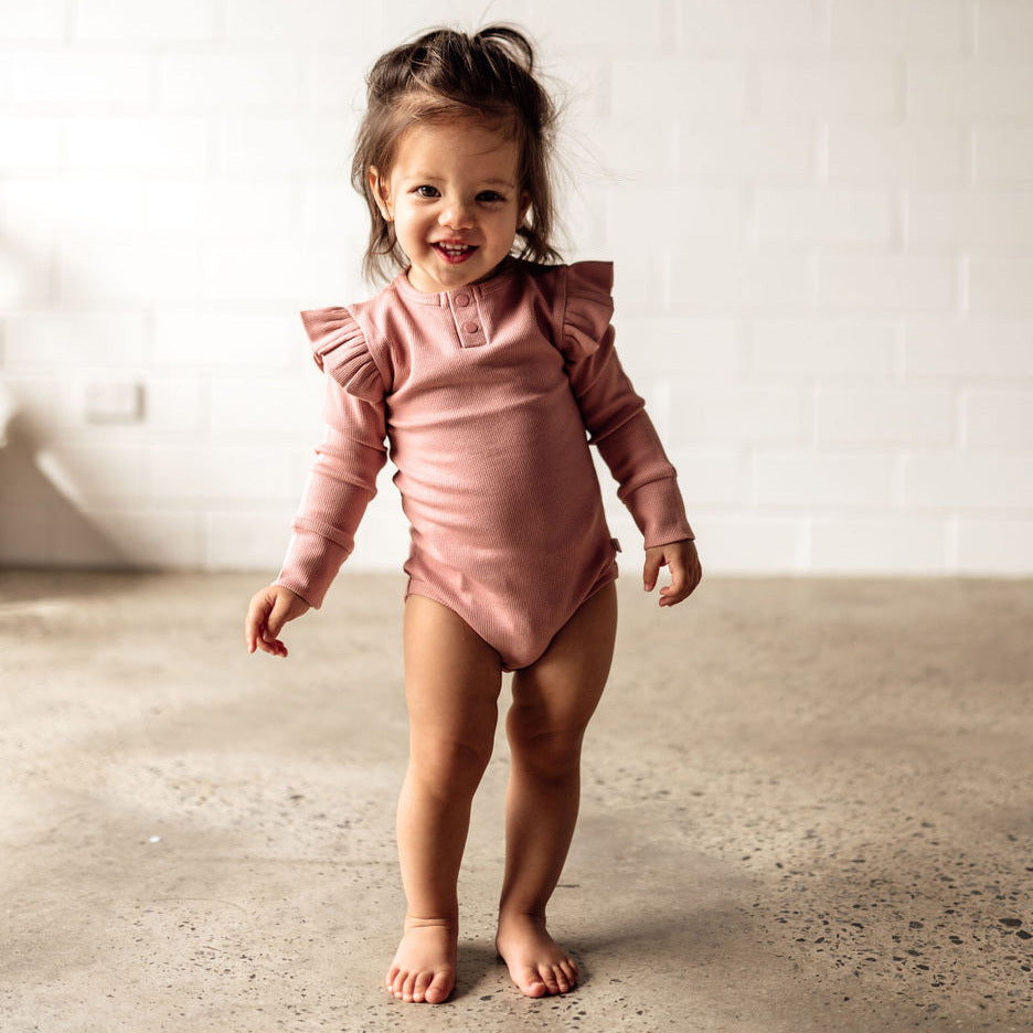 Snuggle Hunny Kids - Rose Long Sleeve Organic Bodysuit