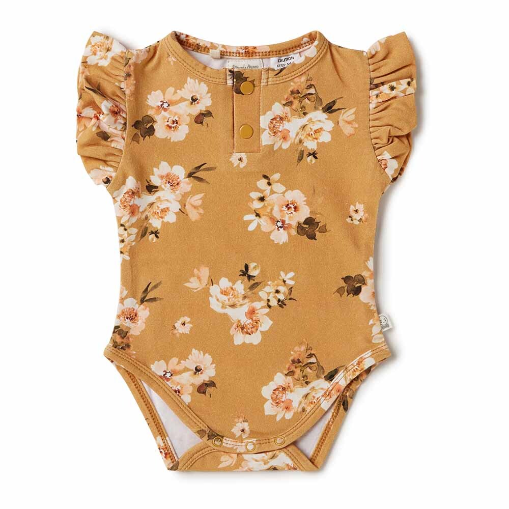 Snuggle Hunny Kids - Golden Flower Short Sleeve Organic Bodysuit