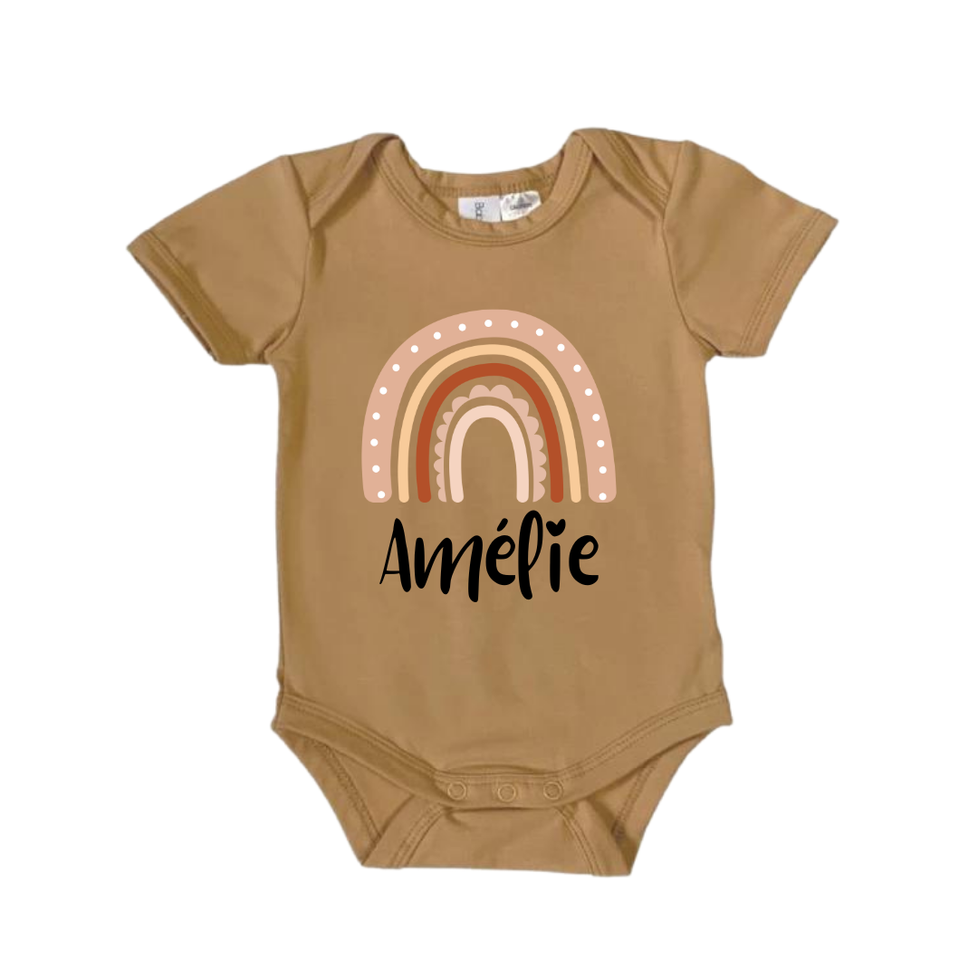 MLW By Design- Personalised Rainbow Name Bodysuit | Various Colours