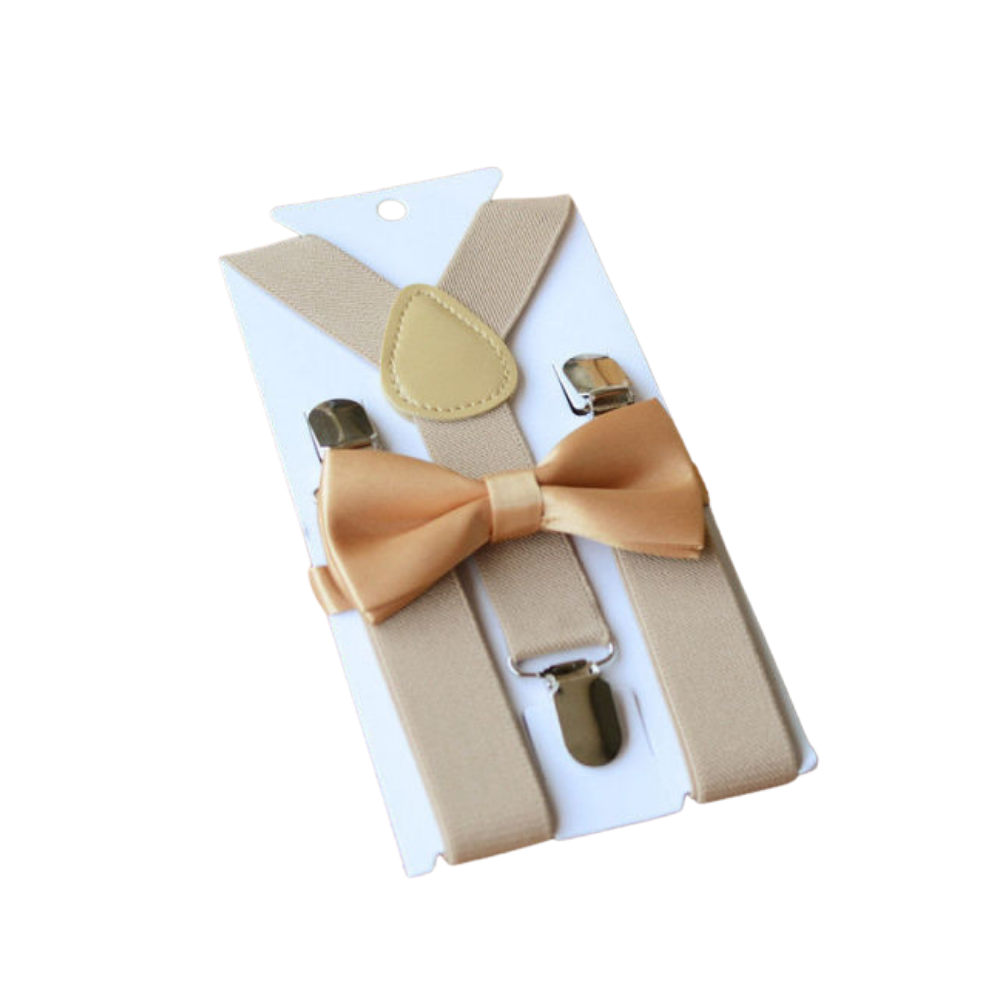 Bow Tie & Suspenders Set | Beige