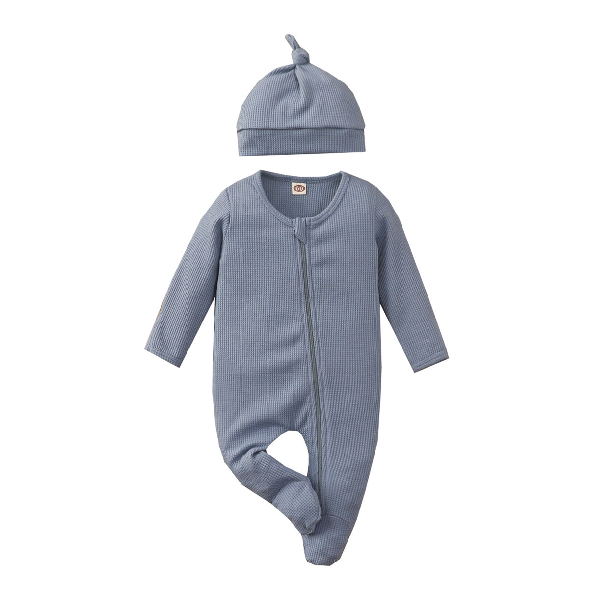 Waffle & Beanie Onesie Set | Dusty Blue