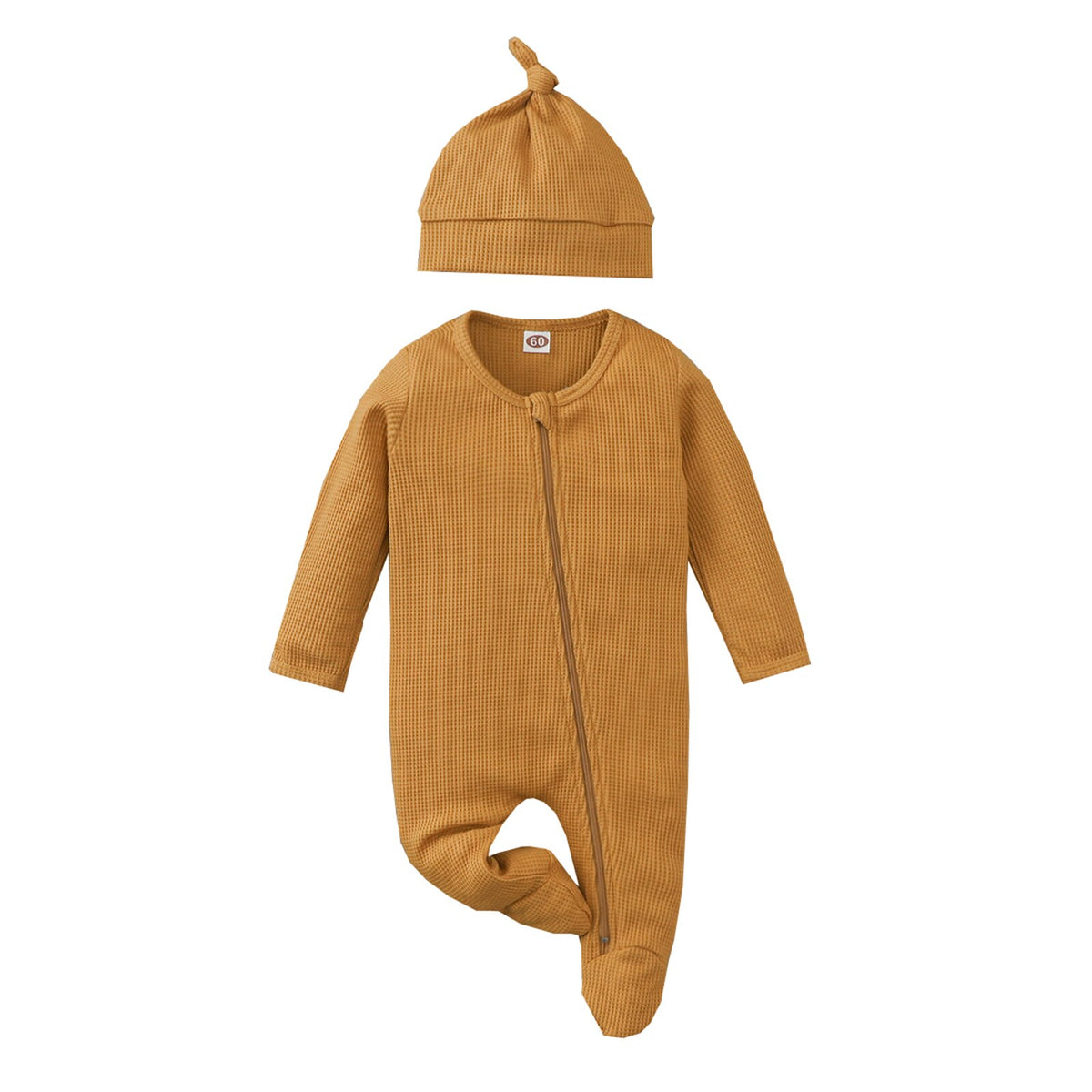 Waffle & Beanie Onesie Set | Brown