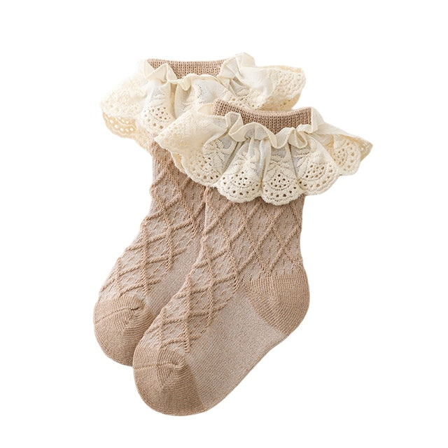 Net Frilly Socks | Brown