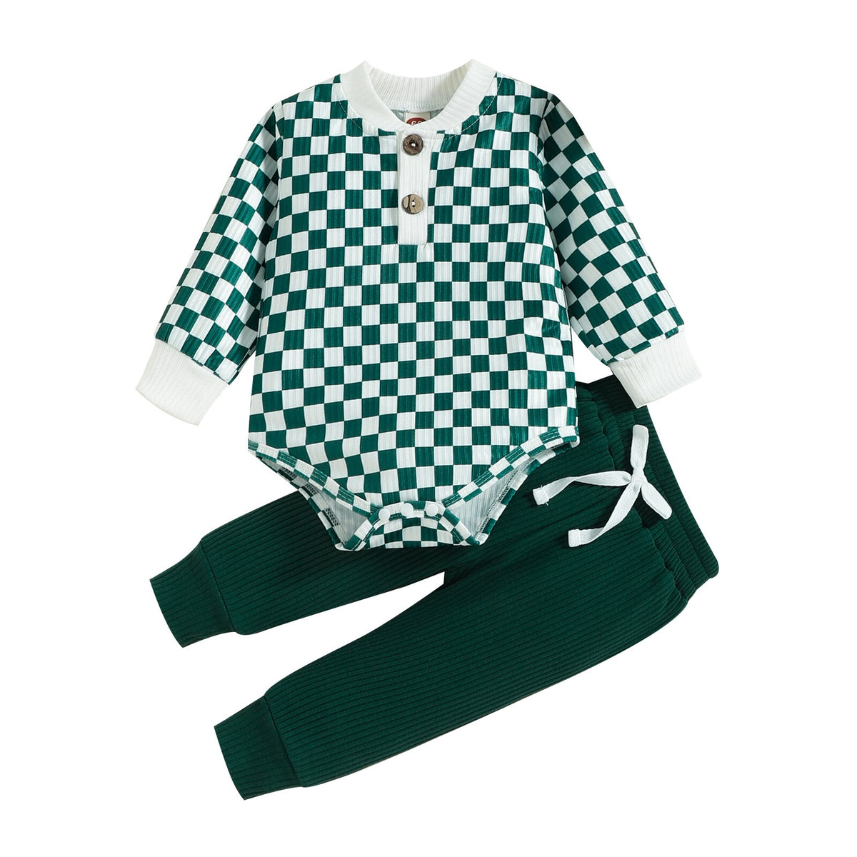 Ribbed Checkered Set | Green