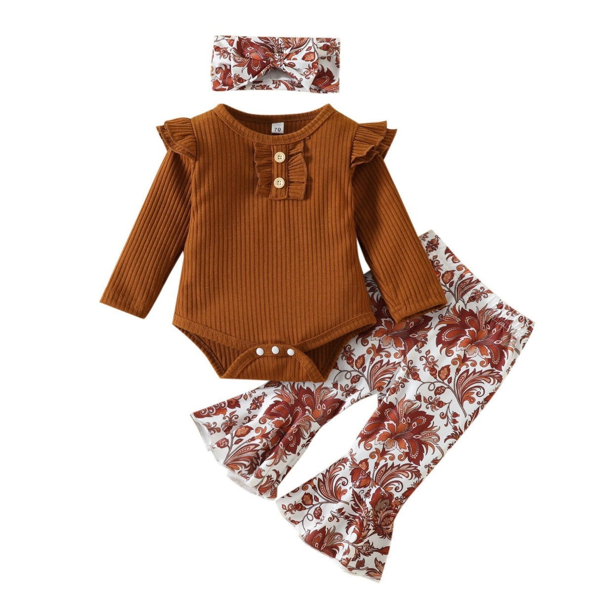 Brown Florals Flares Set