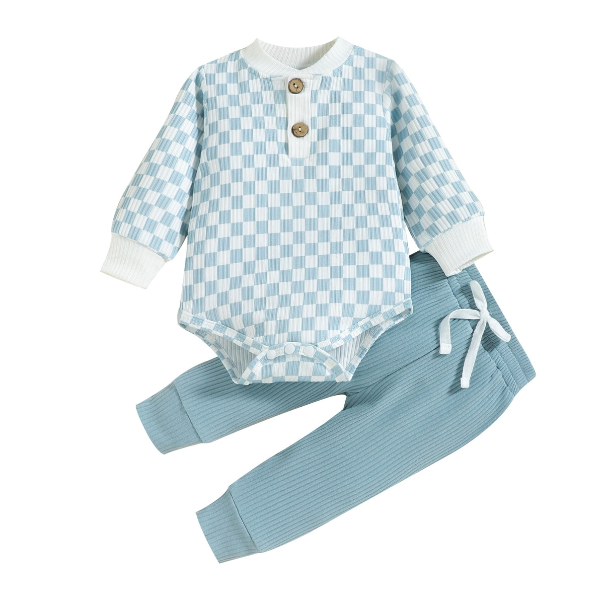 Ribbed Checkered Set | Blue