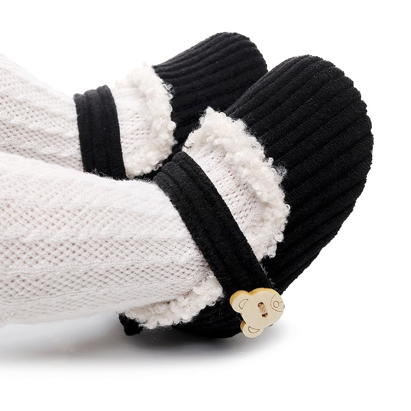 Fluffy Teddy Slippers | Black