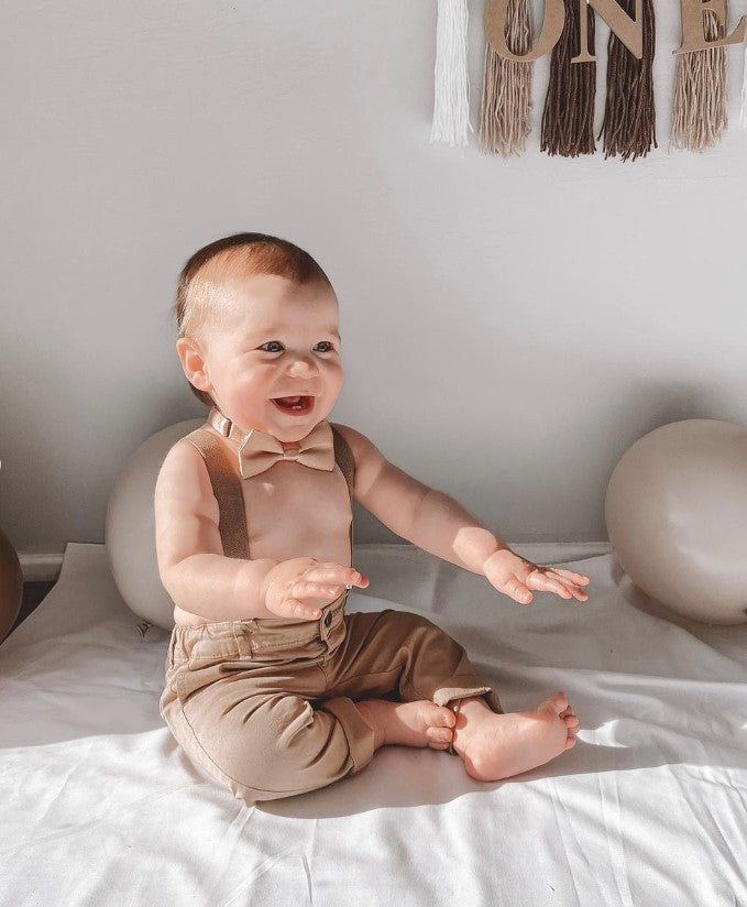 Bow Tie & Suspenders Set | Beige