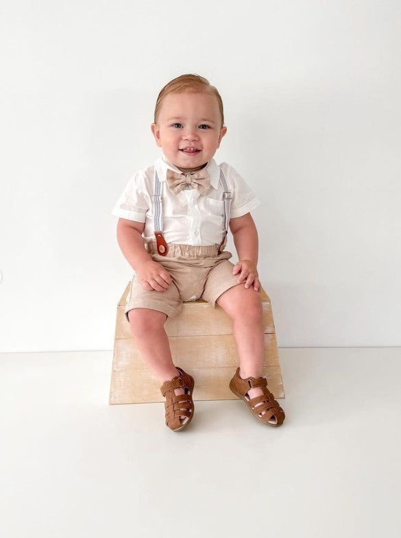 Arlo Bow Tie & Suspenders Set | Tan