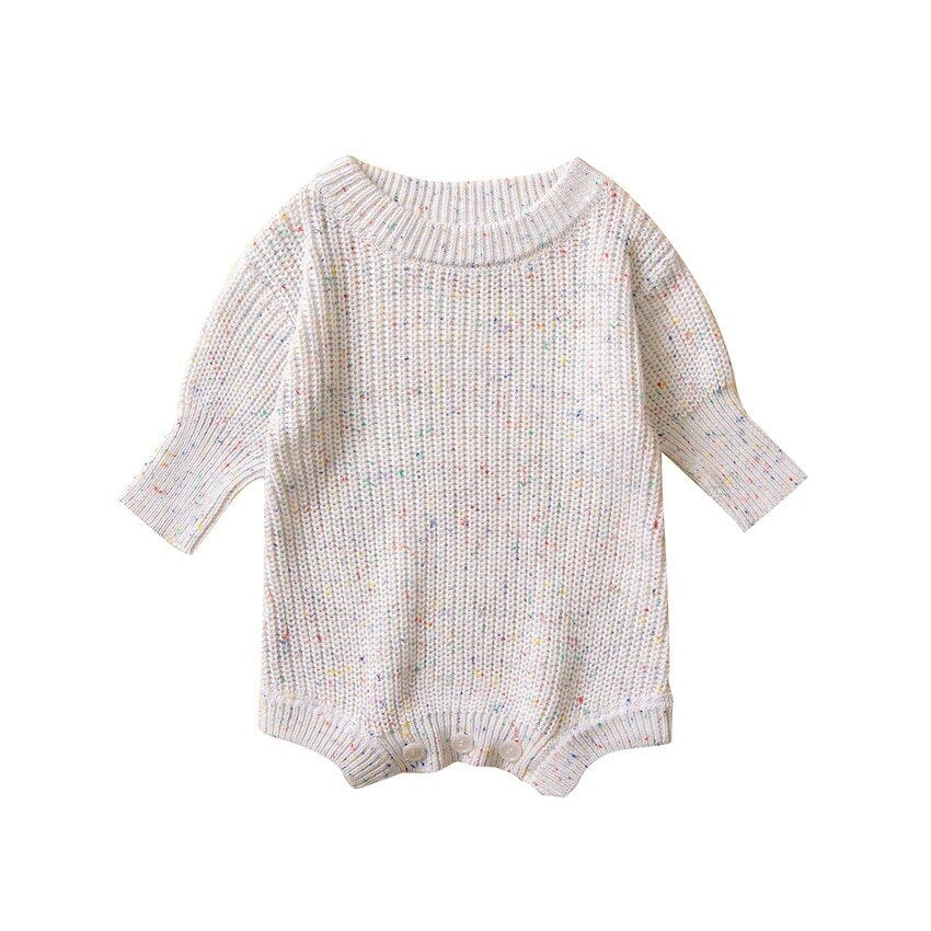 Speckle Knit Romper | Beige