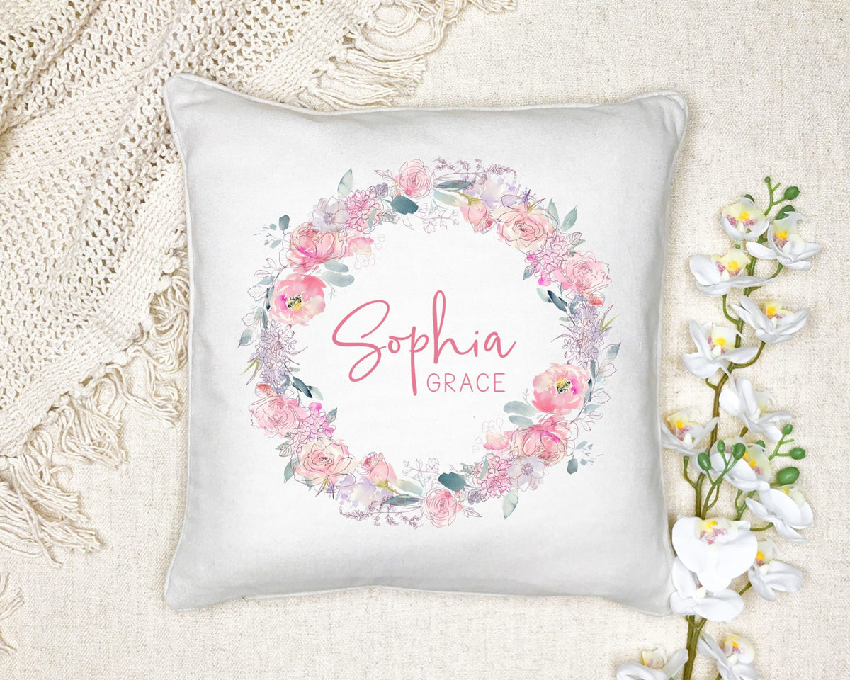 Timber Tinkers - Personalised Pillow Case | Floral Wreath