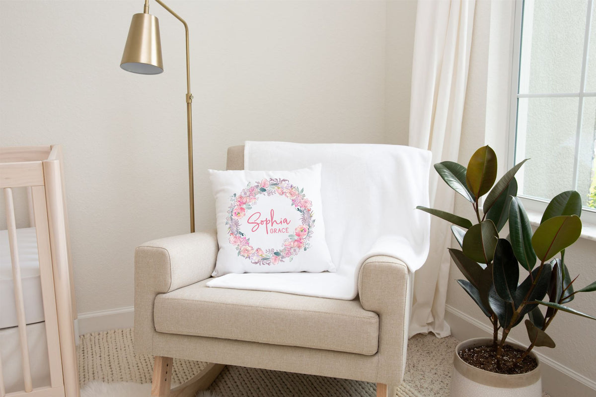 Timber Tinkers - Personalised Pillow Case | Floral Wreath