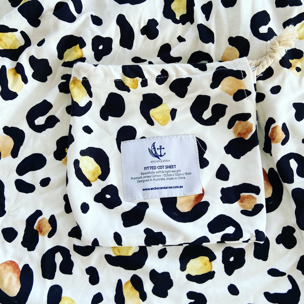 Anchor & Arrow - Cot Sheet | Leopard Print