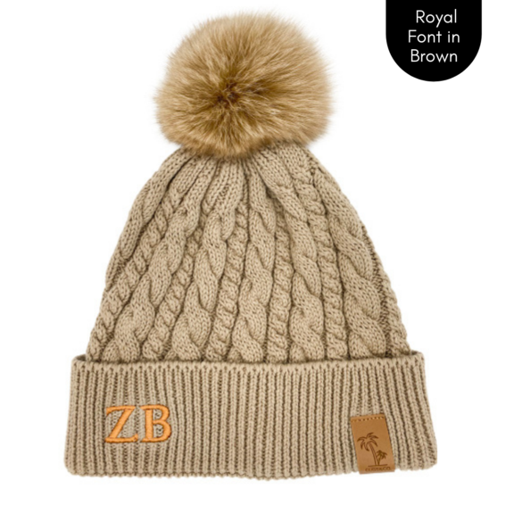 Cubs & Co - PERSONALISED CLASSIC KNIT BROWN BEANIE