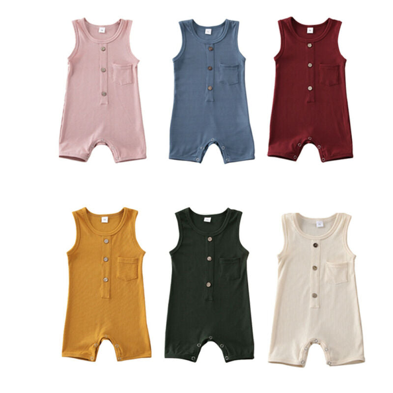 Harrison Button Onesie | Oatmeal