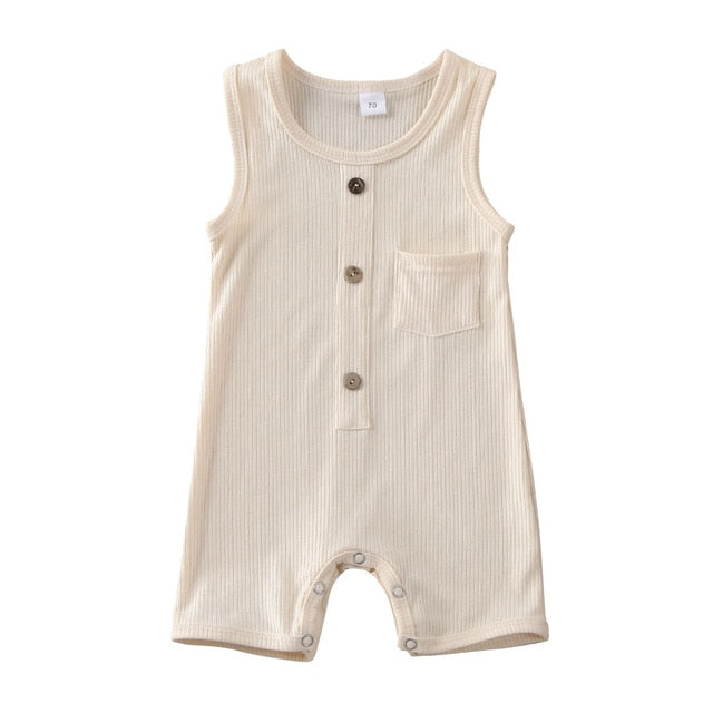 Harrison Button Onesie | Oatmeal