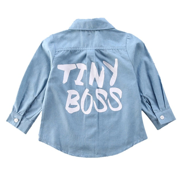 Tiny Boss Chambray Shirt | White Print