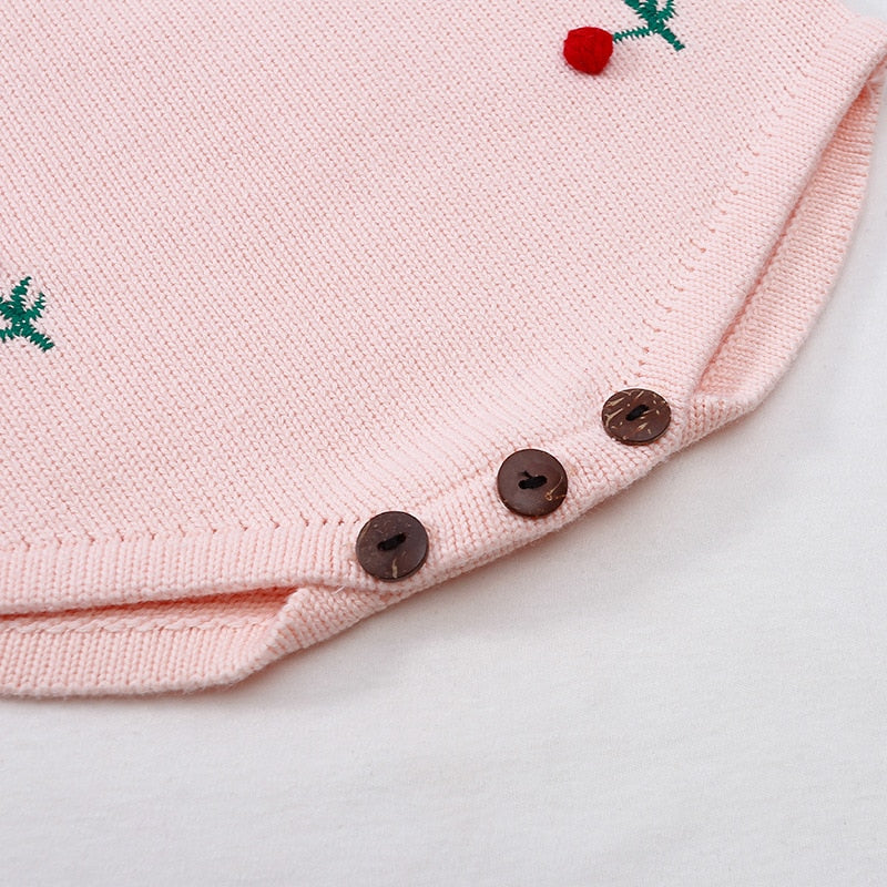 Cherry Knit Romper | Pink