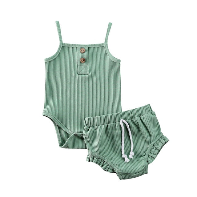 Aurin Ribbed Bloomer Set | Green